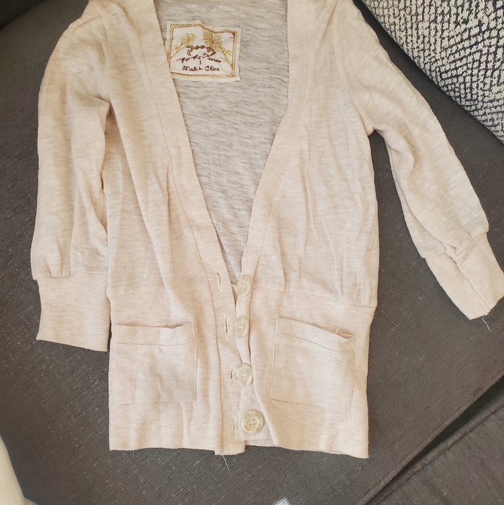 Sheer Cream Four Button Cardigan